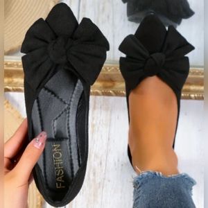 Women's Fashion Bow Decor Black Flats Ballet Shoes Size 9